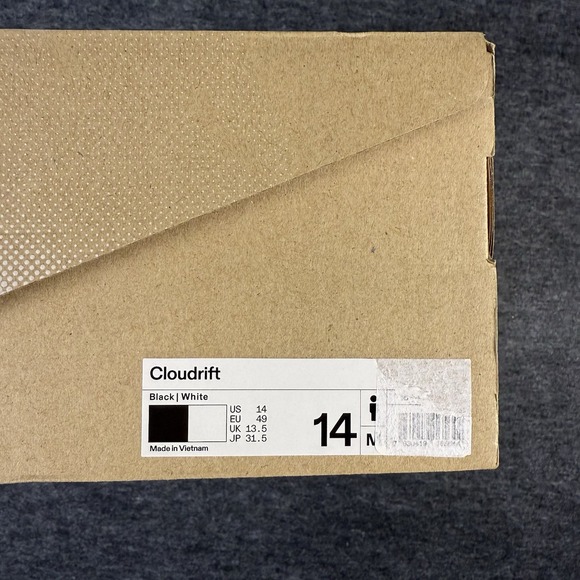 ON CLOUDRIFT Men's WHITE/Black Athletic Training Running Walking Shoes Mens 14 - Picture 7 of 7